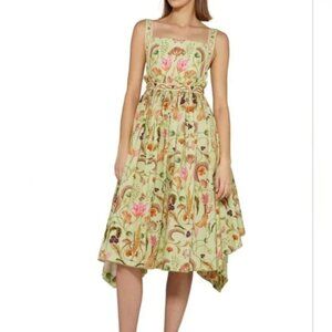 Agua by Agua Bendita Lunatus Habitat Embroidered Cotton Midi Dress multi